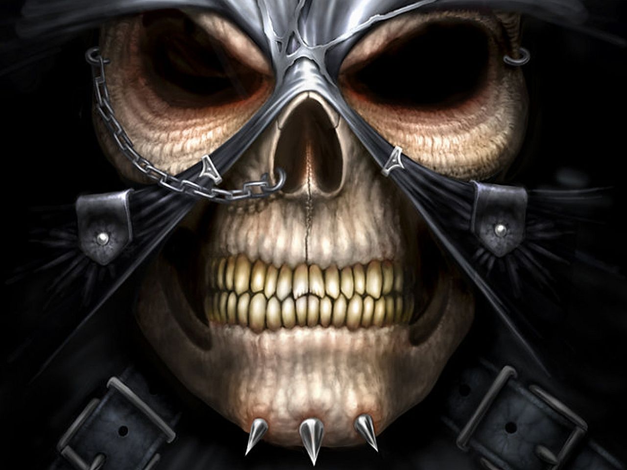 biker skull and cross